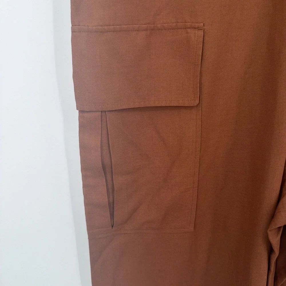 COS Rust Sz 6 Sleeveless Wide Leg Utility Jumpsuit Minimalist Chic Classic